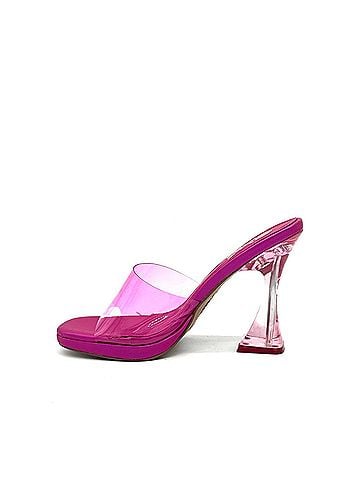 exe Women's Clear Sculptural Heel Slide in Pink (view 2)