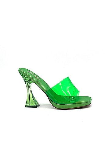 exe Women's Clear Sculptural Heel Slide in Green (view 1)