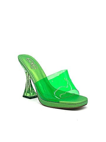 exe Women's Clear Sculptural Heel Slide in Green (view 2)