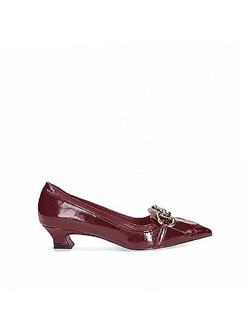 exe Women's Patent Chain-Bit Pointed Toe Pump Heels in Burgundy (view 1)