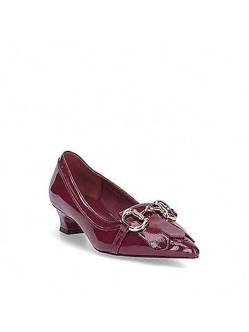 exe Women's Patent Chain-Bit Pointed Toe Pump Heels in Burgundy (view 2)