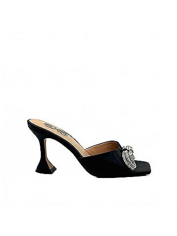 exe Women's Crystal Brooch Heeled Slide Sandal in Black (view 1)