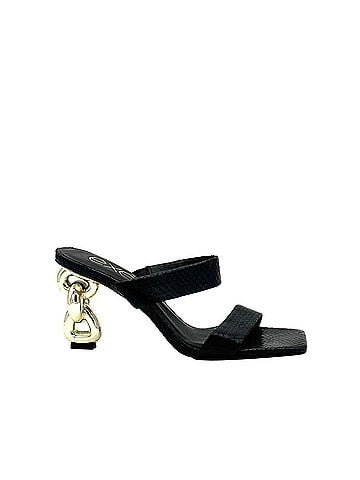 exe Women's Double-Strap Chain-Link Heel Slide Sandal in Black (view 1)