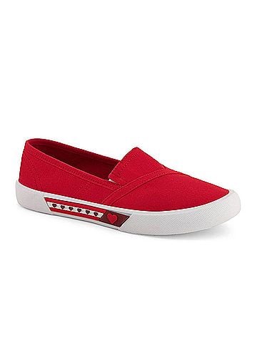 Andrea Women's Canvas Flats Hearts in Red (view 1)