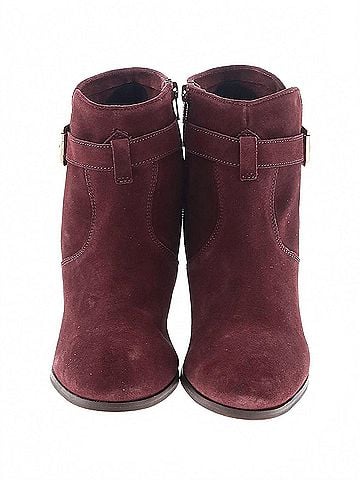 Diba True Women's Sleek Genuine Suede Leather Booties in Burgundy (view 2)