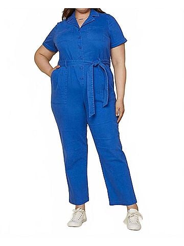Skies Are Blue Kendall Jumpsuit - Plus in Royal (view 2)