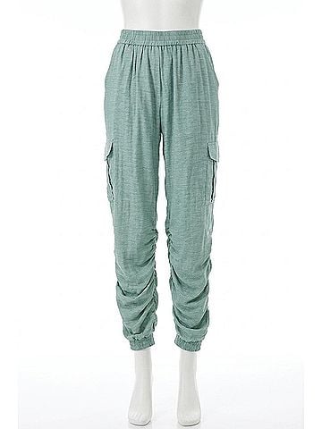 Mystree Side Shirring Detail Jogger Pants in Powder Blue (view 1)