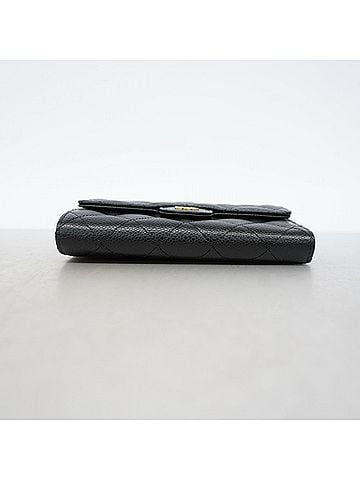 Chanel Chanel Tri-fold Wallet, Matelassé Caviar Leather, Black, Women's, P3177389 (view 2)