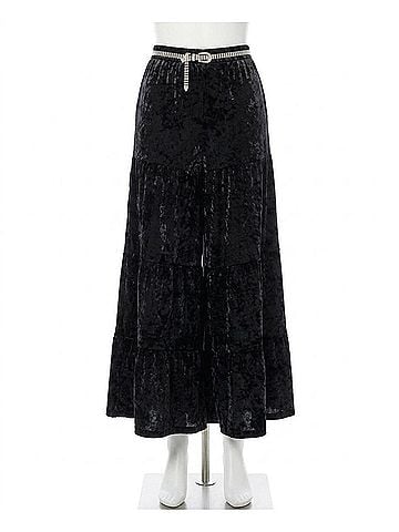 Ivy Jane Velvet Tiered Wide Leg Pant in Black (view 1)