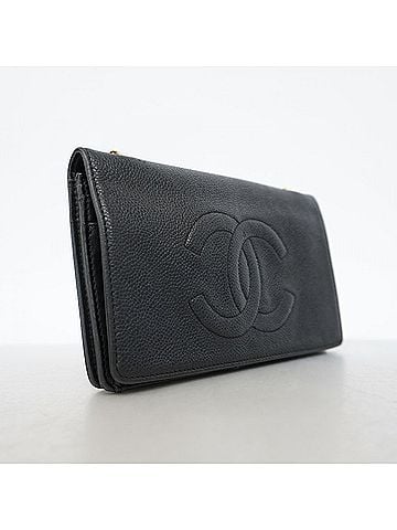 Chanel Chanel Wallet/Shoulder Wallet, Caviar Leather, Black, Women's, P3165181 (view 2)