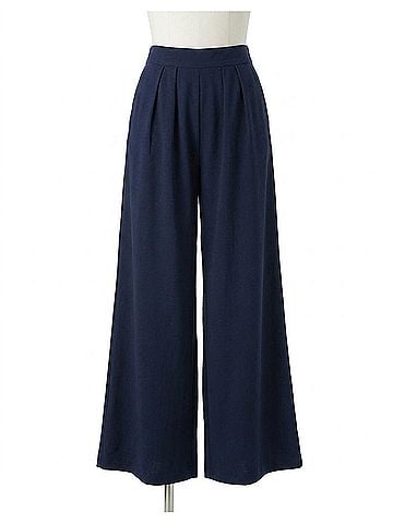 Minnie Rose Palazzo Wide Leg Pants With Pockets in Navy (view 1)