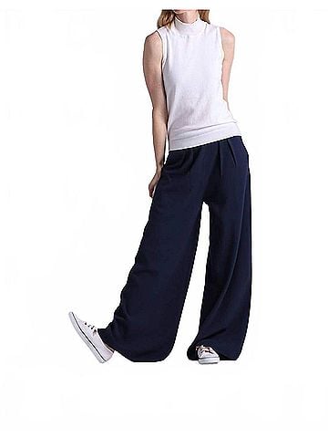 Minnie Rose Palazzo Wide Leg Pants With Pockets in Navy (view 2)