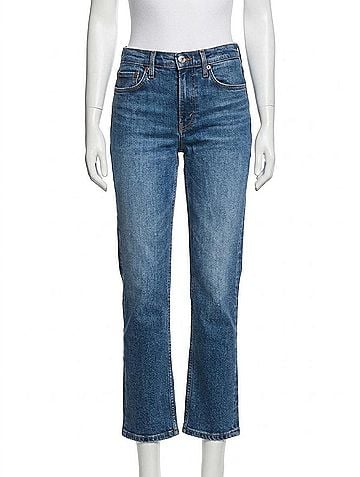 RE/DONE 70s Mid Rise Stove Pipe Jeans in Royal Fade (view 1)