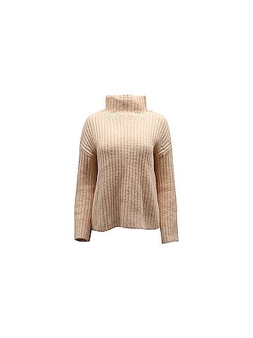 Vince. Vince Ribbed Turtleneck Sweater in Peach Wool (view 1)
