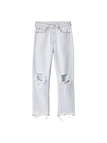 Rag & Bone Maya High Rise Slim Ditch Plain Ripped Jeans in White (view 1)