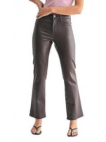 Just Black Coated Slim Cropped Bootcut Jeans in Espresso (view 2)