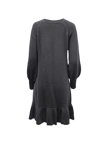 CO Co. Knitted Dress with Bishop Sleeves in Black Wool (view 2)