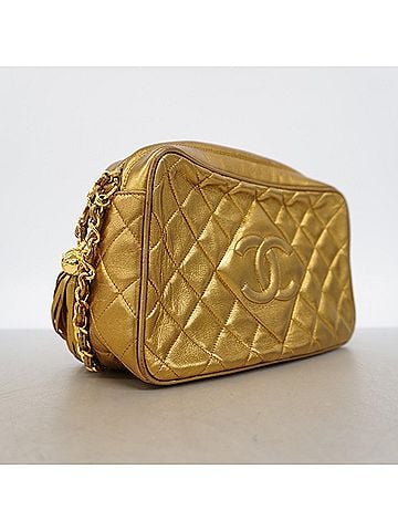 Chanel Chanel Matelassé Shoulder Bag with Chain Strap, Lambskin, Gold, Women's, P3148994 (view 2)
