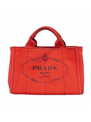 Prada Prada Canapa Canvas Tote Bag, Red, Women's, P3147234 (view 1)