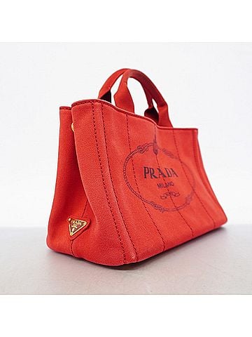 Prada Prada Canapa Canvas Tote Bag, Red, Women's, P3147234 (view 2)