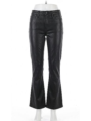 Just Black Mid Rise Coated Slim Cropped Bootcut Jeans in Black (view 1)