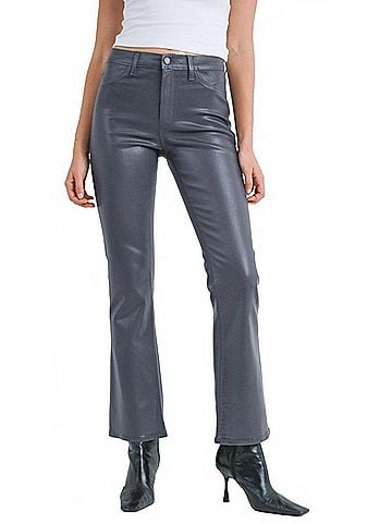 Just Black Mid Rise Coated Bootcut Jeans in Charcoal (view 2)