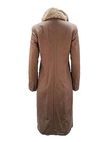 maxmara Max Mara Long Jacket with Faux Fur Collar in Brown Alpaca Fibre (view 2)