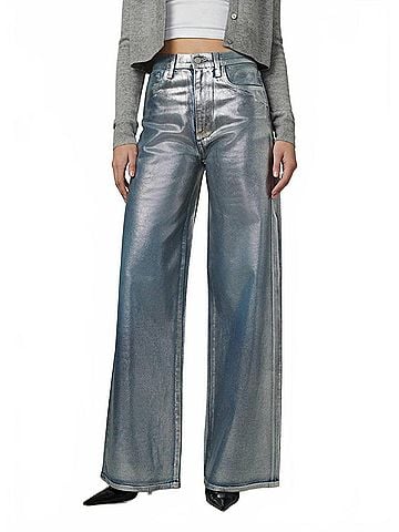 Joe's Jeans Mia High Rise Wide Leg Jeans in Silver Foiled Indigo (view 2)