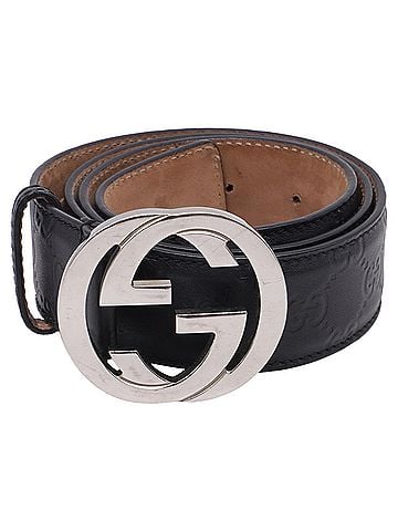 Gucci Gucci Guccissima Interlocking G Buckle Belt in Black Leather (view 1)