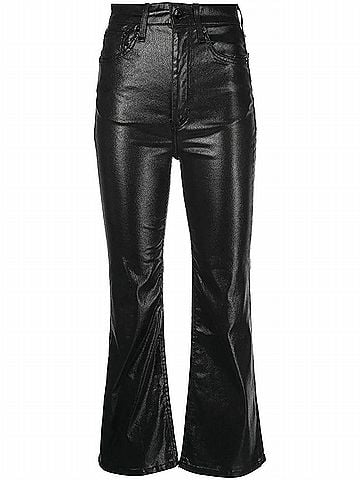 Rag & Bone Women's Casey High Rise Ankle Flare Jeans in Coated Black (view 2)