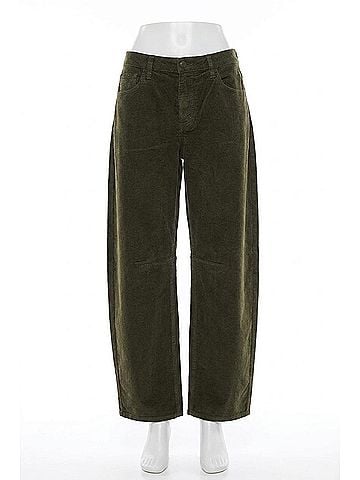 Just Black Corduroy Barrel Jeans in Olive (view 1)