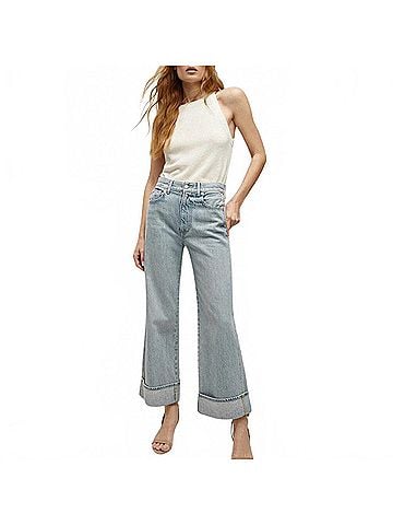 Veronica Beard Taylor Cuffed Wide-Leg Jeans in Airway Cloud (view 2)
