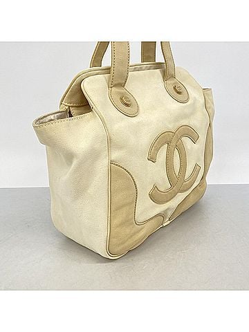 Chanel Chanel Marshmallow Canvas Tote Bag, White/Beige, Women's, P3117109 (view 2)
