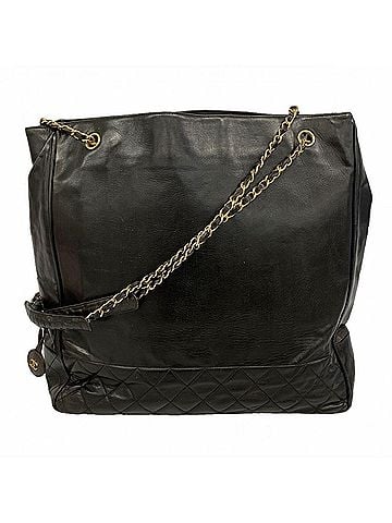 Chanel Chanel Tote Bag/Chain Tote, Matelassé Lambskin, Black, Women's, P3112541 (view 1)
