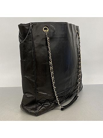Chanel Chanel Tote Bag/Chain Tote, Matelassé Lambskin, Black, Women's, P3112541 (view 2)