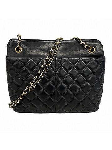 Chanel Chanel Matelassé Chain Shoulder Bag, Lambskin, Black, Women's, P3084439 (view 1)