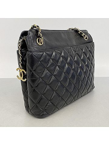Chanel Chanel Matelassé Chain Shoulder Bag, Lambskin, Black, Women's, P3084439 (view 2)