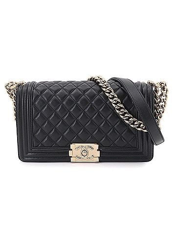 Chanel Chanel Boy Chain Shoulder Handbag, Lambskin, Black, A67086, Gold Hardware, BOY CHANEL Bag (view 1)