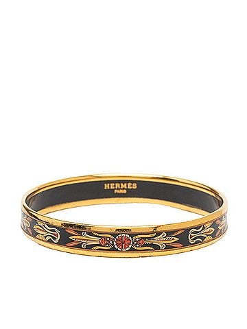 Hermès Hermes Email PM Cloisonné Bangle, Gold, Black, Multicolor Plated, Women's. (view 1)