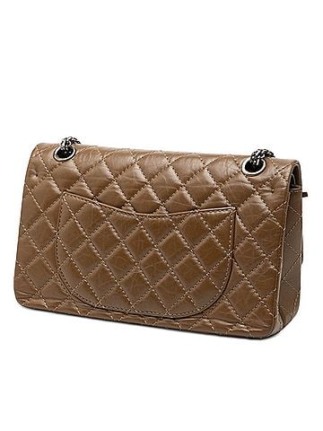 Chanel Chanel Matelassé 2.55 Double Flap Chain Shoulder Bag, Brown Leather, Women's CHANEL (view 2)