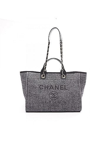 Chanel Chanel Deauville 2-Way Tote Bag/Handbag, Canvas and Leather, Women's, Gray/Black, A66941 (view 1)