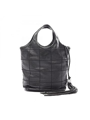 Chanel Chanel Chocolate Bar Drawstring Fringe Handbag, Leather, Women's, Black (view 1)
