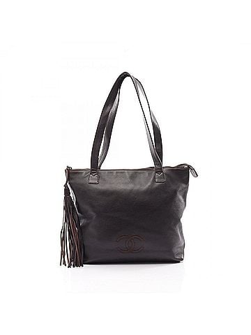 Chanel Chanel Coco Mark Fringe Tote Bag Handbag, Lambskin Leather, Women's, Brown (view 1)