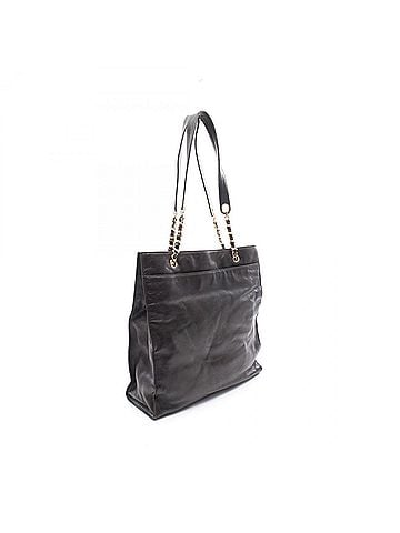 Chanel Chanel Coco Mark Tote Bag Handbag, Lambskin Leather, Women's, Black (view 2)