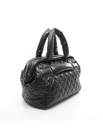Chanel Chanel Coco Cocoon Tote Bag/Handbag, Lambskin Leather, Women's, Black/Burgundy (view 2)