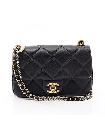 Chanel Chanel Matelassé Small Flap Chain Shoulder Bag/Handbag, Lambskin Leather, Women's, Black (view 1)
