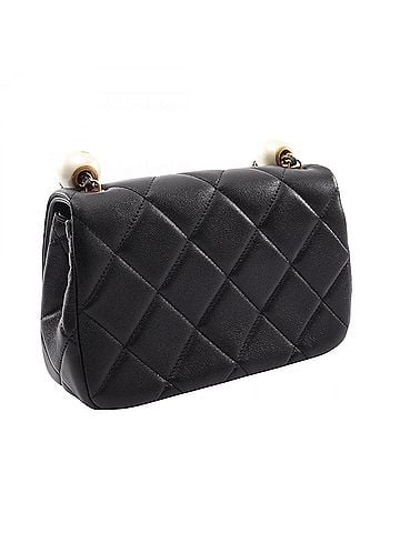 Chanel Chanel Matelassé Small Flap Chain Shoulder Bag/Handbag, Lambskin Leather, Women's, Black (view 2)