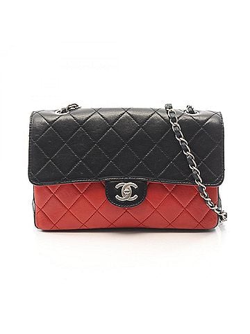 Chanel Chanel Matelassé Single Flap Bicolor Shoulder Bag/Handbag, Lambskin Leather, Women's, Black/Red (view 1)