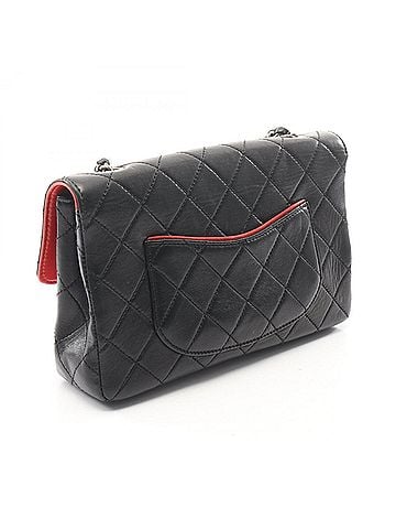 Chanel Chanel Matelassé Single Flap Bicolor Shoulder Bag/Handbag, Lambskin Leather, Women's, Black/Red (view 2)