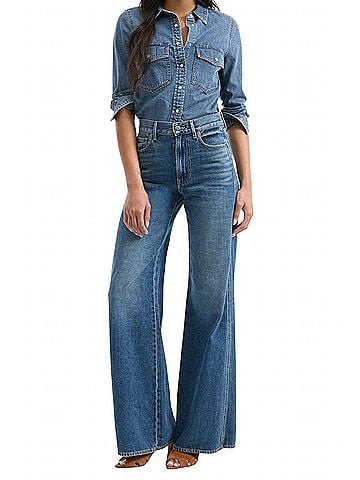 Veronica Beard Kasey Mid Rise Flare Jeans in City Stroll (view 2)